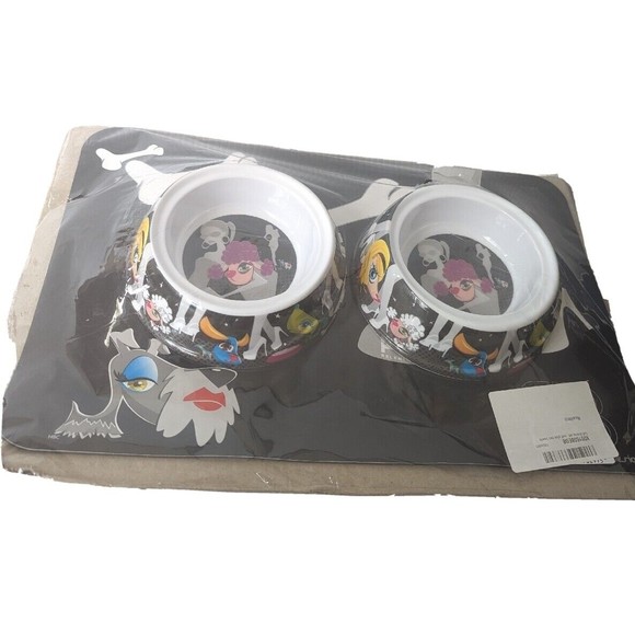 PetEgo Dog Cat Bowl Dish Placement Set Italian Style Whimsical Cartoon Heels NEW - Picture 1 of 8